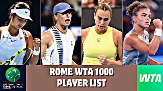 Gauff, Swiatek, Eala & More! | Rome Italian Open 2026 Entry List | WTA Tennis