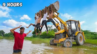 LAST TO HANG FROM THE JCB wins! *challenge*