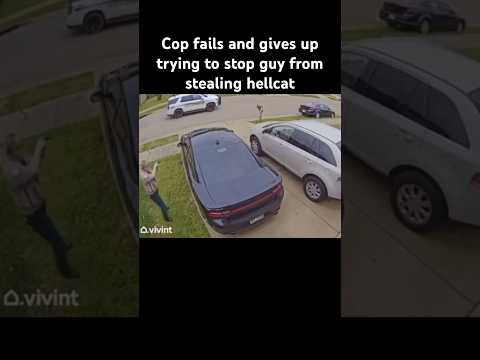 cop fails to stop robber from stealing hellcat #shorts #policechase #pursuit #viralshort #hellcat