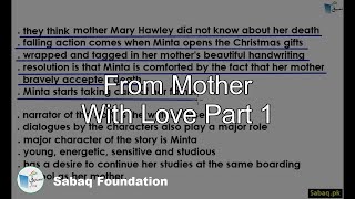From Mother With Love Part 1