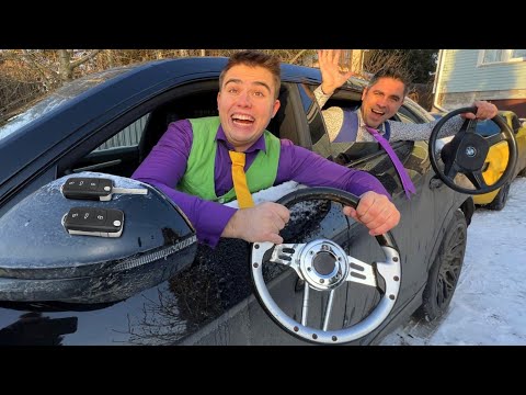 Auto Repair Shop Mr. Joker Repairs Car with Tools VS Mr. Joker on Opel for Kids