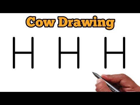 How to draw cow drawing from letter H | Easy cow drawing for beginners