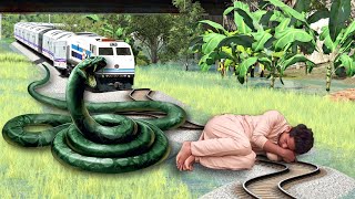 23 September, 2022 Anaconda vs boy crying train | Stops the train | Beamng.drive | Train simulator