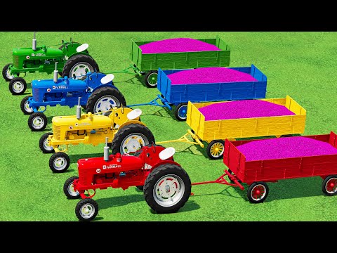 Mini Tractor with Colors! Pink FRUIT LOAD & SELL with MINI FARMALL TRACTORs - FS22