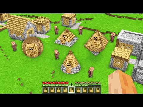 I found this Secret RANDOM FIGURE Village in My Minecraft !!! Round Sphere Round Pyramid Base !!!