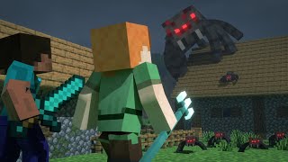 Alex & Steve vs Giant Spider & spiders ARMY | Minecraft Animation Life