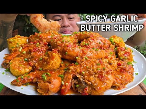 SPICY GARLIC BUTTER SHRIMP | OUTDOOR COOKING | MUKBANG PHILIPPINES
