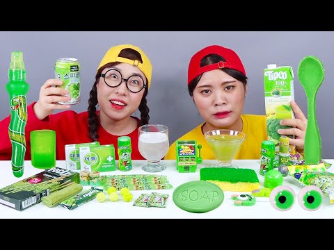 Green Food Chocolate Jelly Dessert Mukbang DONA