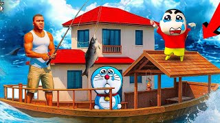 GTA 5 : Franklin Shinchan Made Boat House in GTA V ! In Telugu