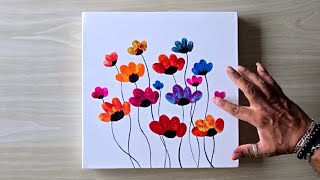 Easy Acrylic Painting Technique / Simple Finger Painting / Flower Painting For Beginners 