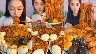 MUKBANG 먹방 EATING SPICY NOODLES and SOFT BOIL EGGS chewy sounds | ASMR | chinese foods 辣面鸡蛋
