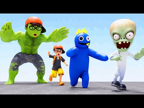 Scary Teacher 3D - NickHulk and Brave Police Arrest Rainbow Friends and Doctor Zombie