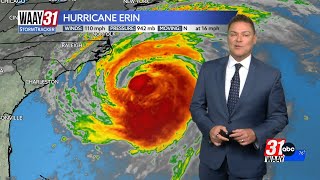 Latest update and forecast track for Hurricane Erin