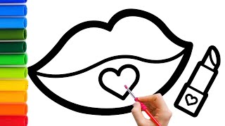How to draw lips and lipstick for children | Painting, Coloring for kids and toddlers.