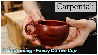 ⚡Woodturning – Fancy Coffee Cup Crafted from Bloodwood with Pure Focus