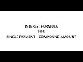 Single Payment Compound Amount Concepts