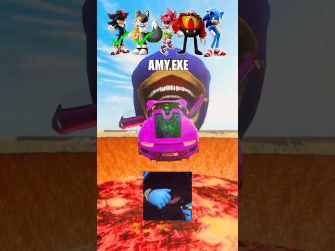 Sonic.EXE Car Jump Challenge For Sonic.EXE , Tails.EXE and Amy.EXE #shorts #sonic #beamngdrive