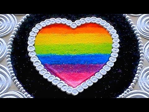 Simple rangoli design l Easy rangoli l  Diwali rangoli designs with colours l muggulu #love feb 14th