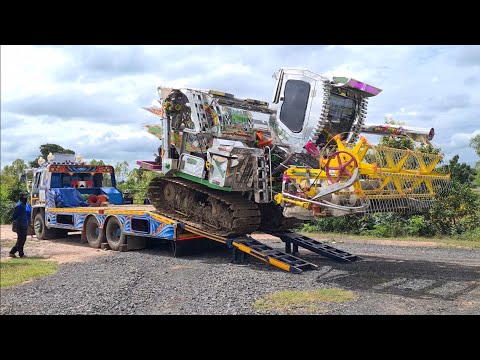รถเกี่ยวใหม่สมบุญพัฒนา โบคู่ตู้แอร์ ลงสวายจีก บุรีรัมย์ Combine Harvester in Thailand