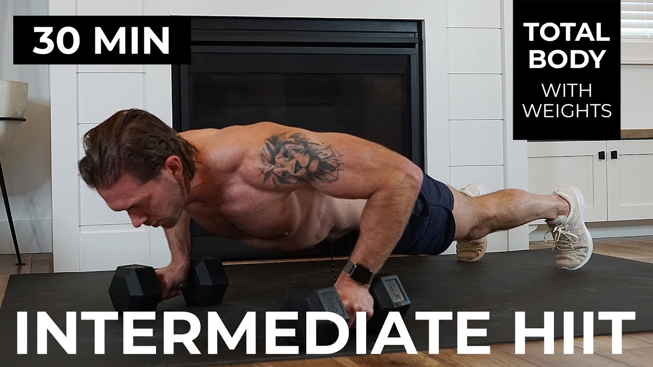 30 Minute INTERMEDIATE HIIT Workout with Weights + Abs and Core (TOTAL BODY WORKOUT) - TIFF x DAN