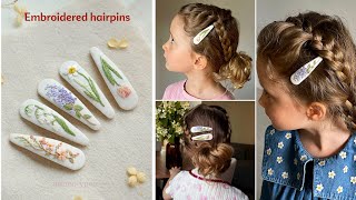 Embroidered hair clips DIY tutorial
