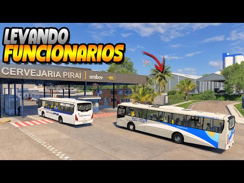 LEVANDO FUNCIONARIOS DA AMBEV DE PIRAI COM DOIS ONIBUS - ETS2 MOD BUS