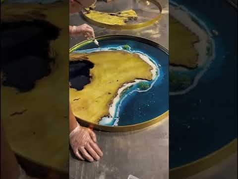 The production process of the resin island table