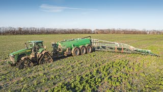 Güllebaron JOHN DEERE 8RX410 & BRIRI Field Commander P26 mit Vogelsang 30 meter applikator 💩