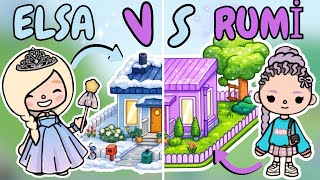 ELSA VS RUMI  House design in Free House💜❄️💙 |Toca Boca House Ideas\House Design✨️