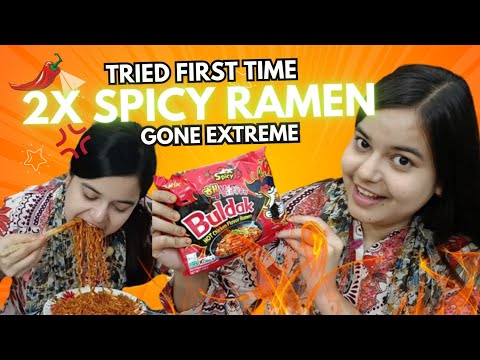 I tried 2x spicy ramen 🔥| First time in my life 🥵 #viralvideos #koreanfood