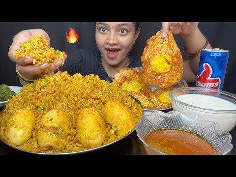 EGG BIRYANI, EGG POCHES WITH RAITA EATING 😋 MUKBANG ASMR 🔥