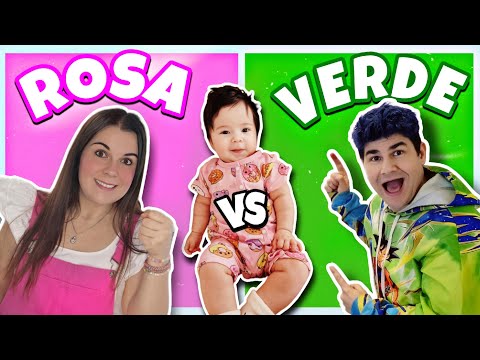 24 HORAS comprando TODO DE UN SOLO COLOR: Rosa VS Verde 🎁👶 REGALOS A NUESTRA BEBÉ