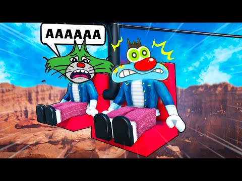 Oggy And Jack Trying World Dangerous Zip Line ever!? in Roblox