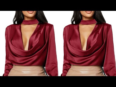 Quick and easy way to cut a COWL NECK blouse | No pattern needed!