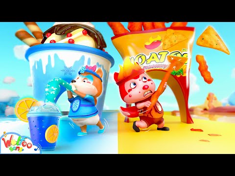 Hot vs Cold Food Challenge Song - Eat, Play and Healthy Song | Good Habits Song | Wolfoo Kids Songs