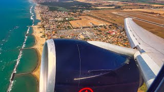 Air Canada Boeing 777-300ER POWERFUL TAKEOFF from Sunny ROME Fiumicino Airport FCO | Wing View (4K)