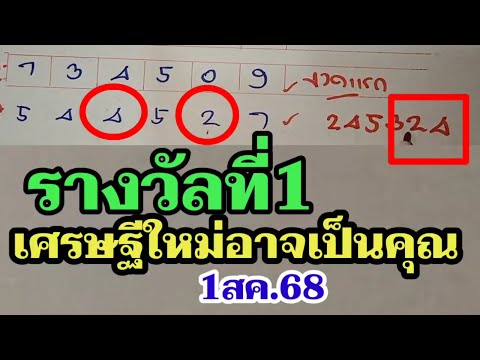 มาต้องรอนาน! เลขเด็ด 6ตัวบน 24 หวยรัฐบาล1/8/68 เลขดัง แน่นอน