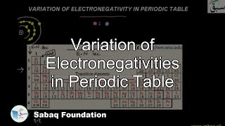 Variation of Electronegativities in Periodic Table