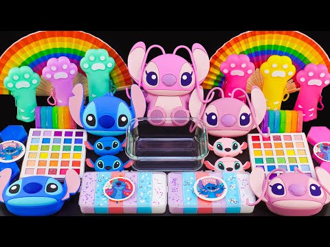 STITCH Rainbow Slime Mixing Random Cute | Shiny things Into Slime | Making By Minecraft