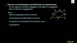 Theorem on Parallelogram by Mid Points of a Quadrilateral