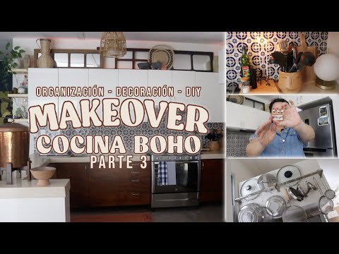 Organización y decoración de mi cocina boho 💙🪴☀️ MAKEOVER COCINA pt. 3