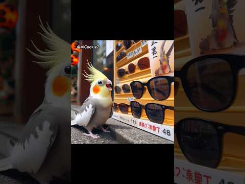 Cookie Loves to Wear Sunglasses | Ai Story #aiimages #aiimagination #aistory #cockatielsing #birds