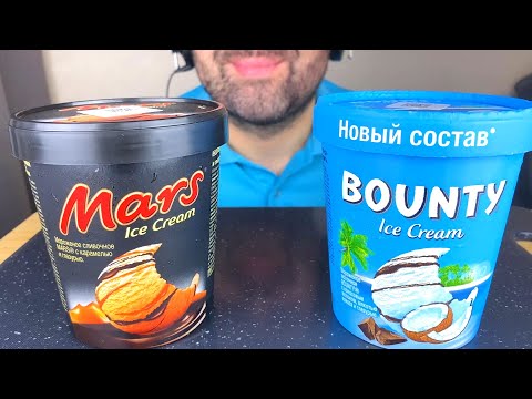 ASMR Mars vs Bounty Ice Cream Taste Test