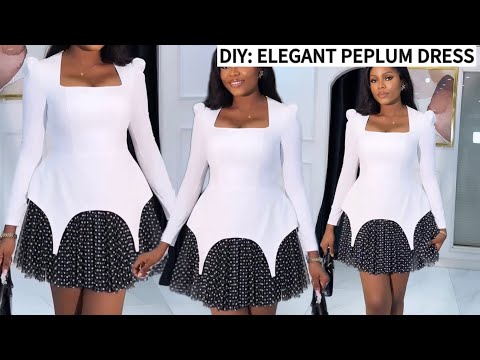 How to Cut and Sew a Stylish Peplum Dress: Easy Cutting and sewing tutorial.