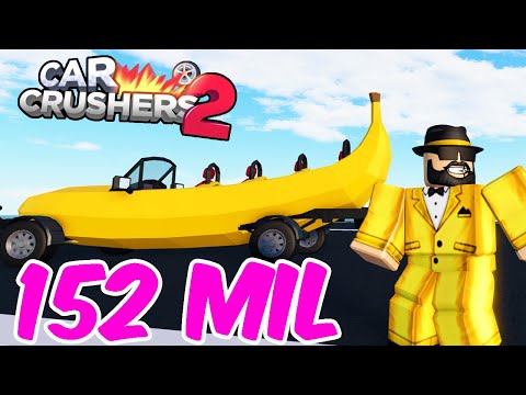 DESTRUCTION DERBY WITH YELLOW BANANA CAR in ROBLOX CAR CRUSHERS 2 !