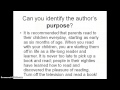Exploring Author's Purpose and Point of View