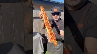 Smoked 2 foot hotdog #hotdogs #bbq #hotdog