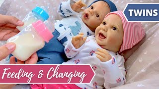 Reborn Twins Kate & Nate: Feeding & Changing After Nap.