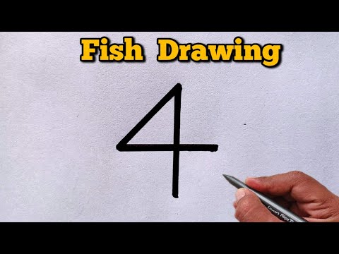 How to draw fish drawing from number 4 | Easy fish drawing for beginners