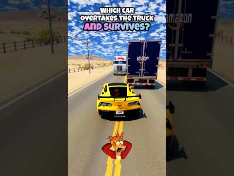 Which car overtakes the truck and survives? #beamng #beamngdrive #game #gaming #car #cars